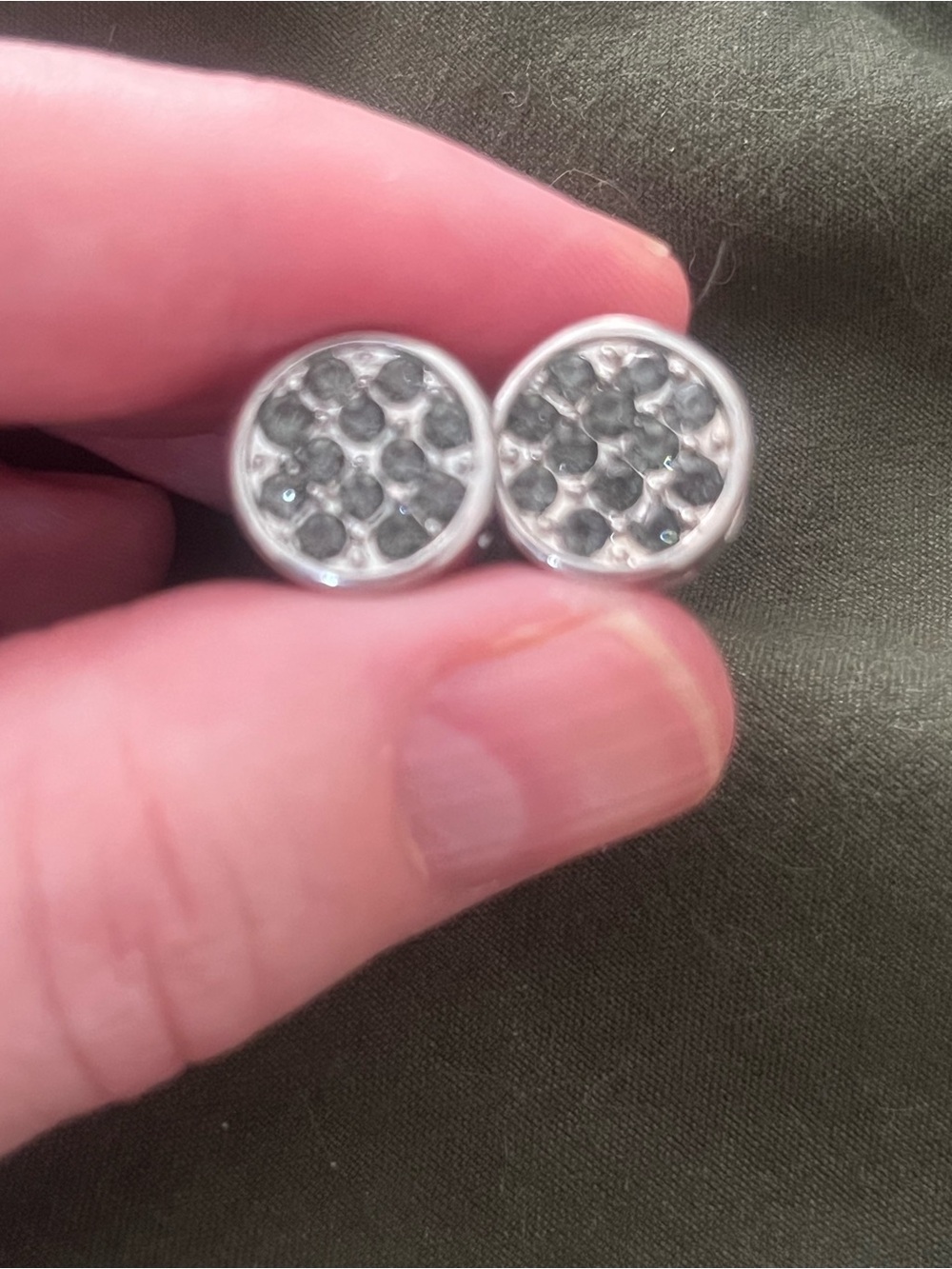 Sterling Silver Round Pavé Crystal Stud Earrings in Clear
